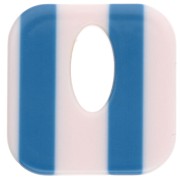 Ciondolo quadrato in acetato, cavo 21 mm - Bianco - Strisce blu scuro x1