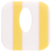 Ciondolo quadrato in acetato da 21 mm - Bianco - Strisce gialle x1