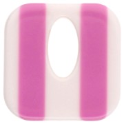 Ciondolo quadrato in acetato, cavo 21 mm - Bianco a righe - Magenta x1