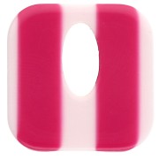 Pendente quadrato in acetato, cavo 21 mm - Strisce bianche - Lampone x1
