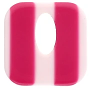 Pendente quadrato in acetato, cavo 21 mm - Strisce bianche - Lampone x1