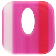 Ciondolo quadrato in acetato, cavo 21 mm - Fuschia a righe - Rosso - Bianco x1