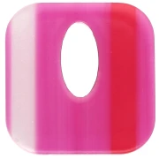 Ciondolo quadrato in acetato, cavo 21 mm - Fuschia a righe - Rosso - Bianco x1
