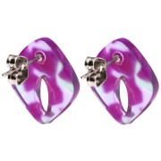 Orecchini con diamante cavo 16x14 mm in acetato - Tartaruga - Viola - Verde x2