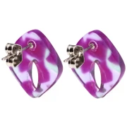 Orecchini con diamante cavo 16x14 mm in acetato - Tartaruga - Viola - Verde x2