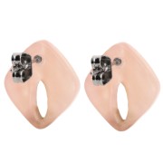 Orecchini con diamante cavo 16x14 mm in acetato - Salmone perlato x2