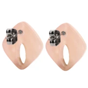 Orecchini con diamante cavo 16x14 mm in acetato - Salmone perlato x2
