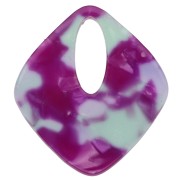 Ciondolo in acetato con diamante cavo 28x25 mm - Tartaruga - Viola - Verde x1