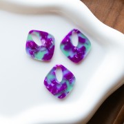 Ciondolo in acetato con diamante cavo 28x25 mm - Tartaruga - Viola - Verde x1
