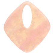 Pendente in acetato a forma di diamante 28x25 mm - Salmone perlato x1