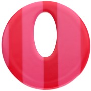 Ciondolo rotondo cavo in acetato da 21 mm - Rosa - Strisce rosse x1