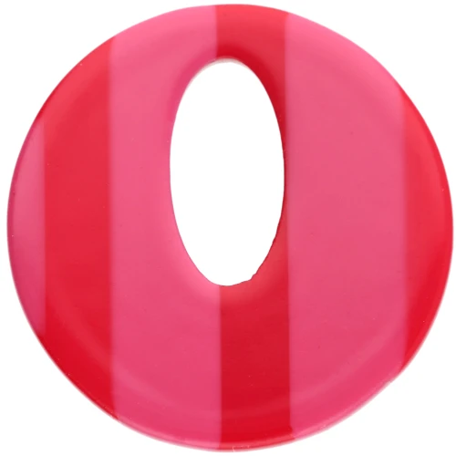 Ciondolo rotondo cavo in acetato da 21 mm - Rosa - Strisce rosse x1