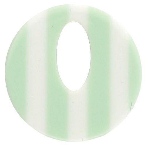 Ciondolo rotondo in acetato da 21 mm - Strisce verde chiaro - Ecrù x1