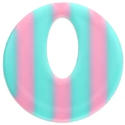 Ciondolo rotondo cavo in acetato da 21 mm - Strisce turchesi - Rosa chiaro x1