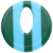 Ciondolo rotondo cavo di acetato da 21 mm - azzurro - verde scuro a strisce x1