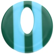 Ciondolo rotondo cavo di acetato da 21 mm - azzurro - verde scuro a strisce x1