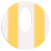 Ciondolo rotondo cavo di acetato da 21 mm - Bianco - Strisce gialle x1