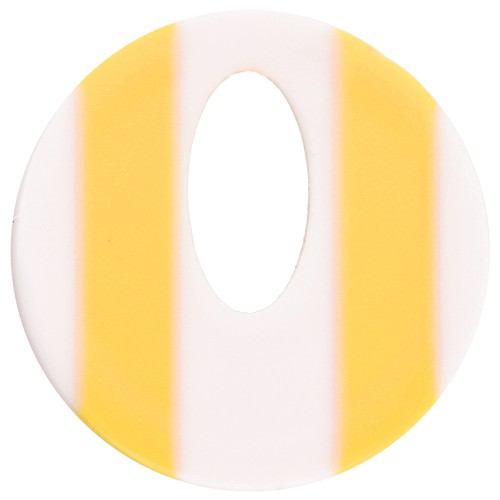 Ciondolo rotondo cavo di acetato da 21 mm - Bianco - Strisce gialle x1