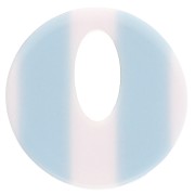 Ciondolo rotondo in acetato da 21 mm - Bianco - Strisce azzurre x1