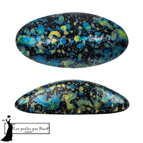 Athos 3D di Puca® - cabochon ovale in vetro 20x10 mm - Enamel Blue Yellow x1