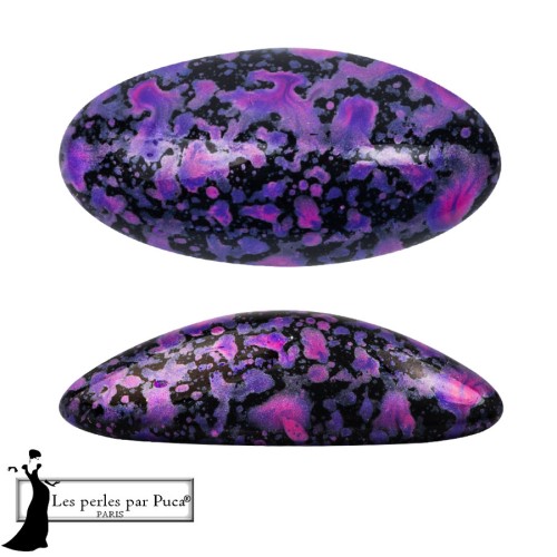 Athos 3D di Puca® - cabochon ovale in vetro 20x10 mm - Smalto viola e rosa x1