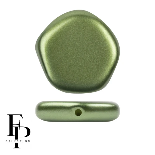 Perla di vetro pentagonale 15x15 mm Il poligono carino - Olivina pastello x4