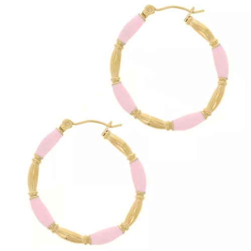 Regalo - Orecchini a cerchio tondo 30mm in resina epossidica - Acciaio inossidabile 304L Gold - Rosa chiaro x2