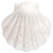 Pendente a conchiglia 41x40 mm, acrilico - Bianco perlato x1