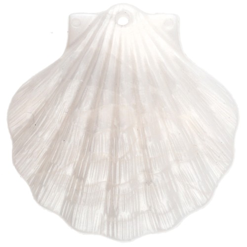 Pendente a conchiglia 41x40 mm, acrilico - Bianco perlato x1