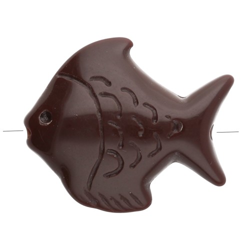 Perla di pesce in acrilico 25x30 mm - Marrone scuro x1