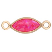 Hot Pink - Distanziatore a navetta 10x4 mm, cabochon effetto Hot Pink Opal, gold filled (o laminato) Distanziatore a navetta 10x4 mm, cabochon effetto Hot Pink Opal, gold filled (o laminato)