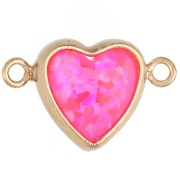 Hot Pink - Distanziatore a forma di cuore 9x5,5 mm, cabochon effetto Hot Pink Opal, Gold filled (o laminato) Distanziatore a forma di cuore 9x5,5 mm, cabochon effetto Hot Pink Opal, Gold filled (o laminato)