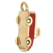 Ciondolo cabriolet 17x7 mm in resina epossidica - Acciaio inossidabile 304 Dorato - Rosso x1