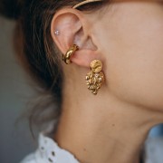 Ear cuff - Anello per orecchio largo 29 mm - Acciaio inossidabile 304 Dorato x1
