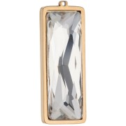 Pendenti rettangolari 35x13 mm con cabochon in vetro - Acciaio inossidabile 304L Dorato - Cristallo x2