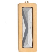 Pendenti rettangolari 35x13 mm con cabochon in vetro - Acciaio inossidabile 304L Dorato - Cristallo x2