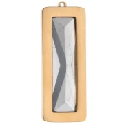 Pendenti rettangolari 35x13 mm con cabochon in vetro - Acciaio inossidabile 304L Dorato - Cristallo x2