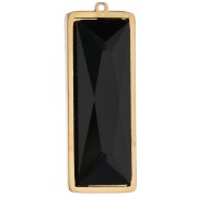 Pendenti rettangolari 35x13 mm con cabochon in vetro - Acciaio inossidabile 304L Dorato - Nero x2