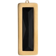 Pendenti rettangolari 35x13 mm con cabochon in vetro - Acciaio inossidabile 304L Dorato - Nero x2