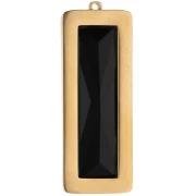 Pendenti rettangolari 35x13 mm con cabochon in vetro - Acciaio inossidabile 304L Dorato - Nero x2