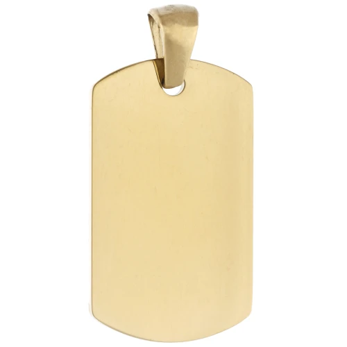 Pendente a targhetta rettangolare arrotondata 25x15 mm - Acciaio inossidabile 316L Dorato x1
