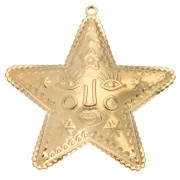 Pendente a forma di stella 29x28,5 mm - motivo del viso - Acciaio inossidabile 304 Dorato x1