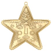 Pendente a forma di stella 29x28,5 mm - motivo del viso - Acciaio inossidabile 304 Dorato x1