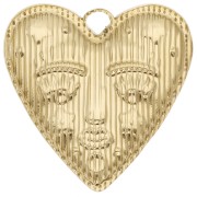 Pendente a forma di cuore 30x28,5 mm - motivo del viso - Acciaio inossidabile 304 Dorato x1