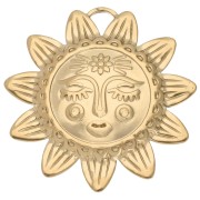 Pendente a forma di sole 30x29,5 mm - motivo del viso - Acciaio inossidabile 304 Dorato x1