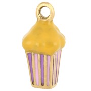 Ciondolo Popcorn 15,5x8 mm con resina epossidica - Acciaio inossidabile 304 Dorato - Giallo x1