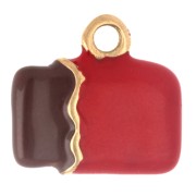 Ciondolo a forma di tavoletta di cioccolato 12x13 mm in resina epossidica - Acciaio inossidabile 304 Dorato - Rosso
