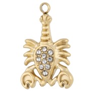 Ciondolo aragosta 19x12 mm con strass - Acciaio inossidabile 304 Dorato - Cristallo x1|raw }}