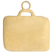 Ciondolo a forma di valigia 16x15 mm in resina epossidica - Acciaio inossidabile 304 Dorato - Marrone x1