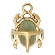 Ciondolo con scarabeo e pietra semipreziosa 11,5x8 mm - Acciaio inossidabile 304 Dorato - Aventurina x1